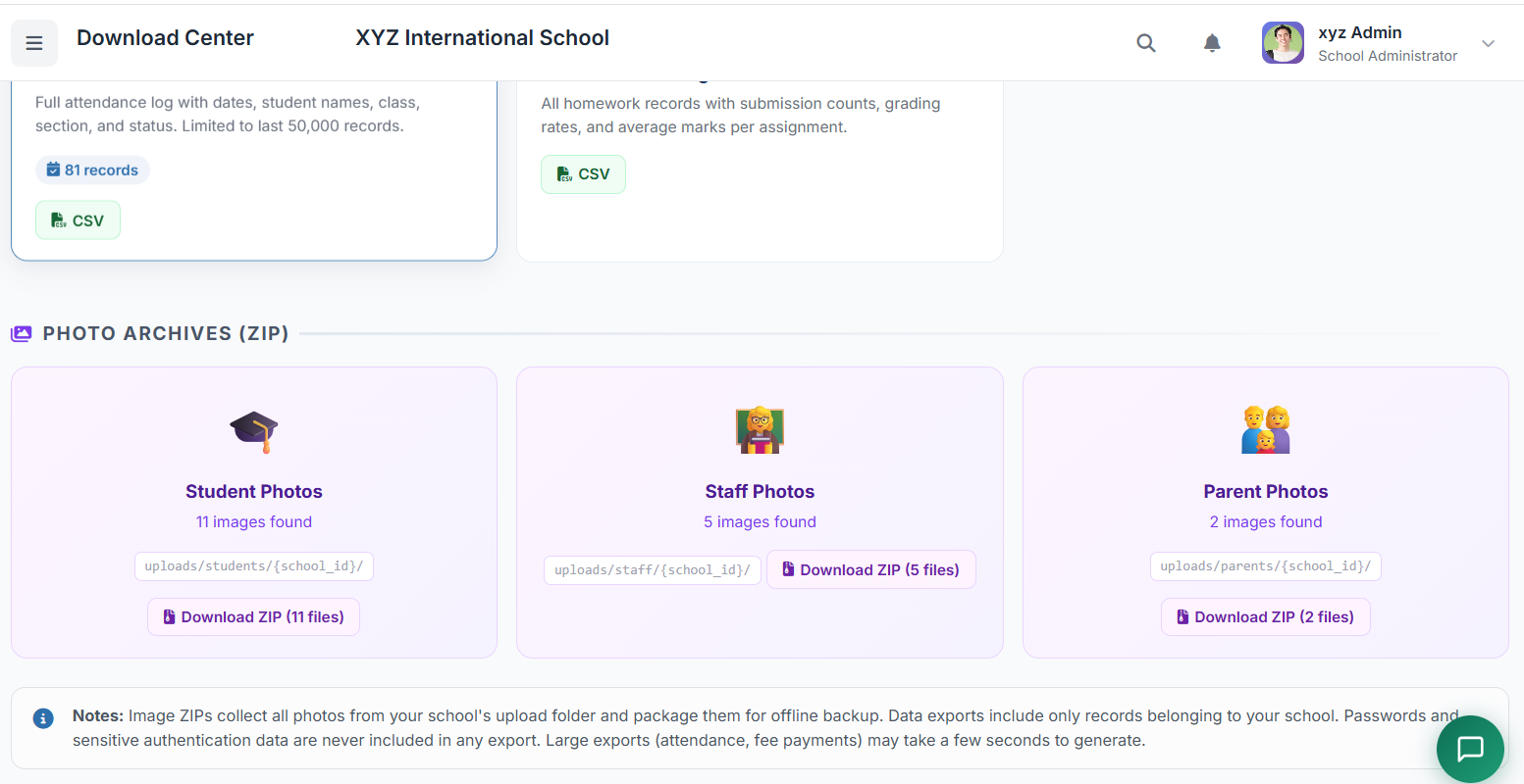 Part 54. Download Center Module: Export Your School Data with One Click